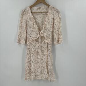 For Love & Lemons Nostalgic Star Print Dress Womens Size XS Front Tie Mini Stars